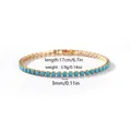 Detailansicht des 3mm Türkis-Tennisarmbands mit Längen- und Gewichtsangaben - Runder Blauer Türkis Stil / 3.0mm / Gold