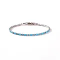 Elegante bracciale placcato oro 18 carati con pietre turchesi e montatura a griffe minimal - 2*4+2mm / Oro bianco
