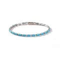 Elegantes 18 Karat vergoldetes Armband mit glänzenden rechteckigen Türkissteinen - 2.5*5mm / Weißgold