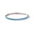 18k vergoldetes Tennisarmband mit runden blauen Türkissteinen in minimalistischer Fassung - 3.0mm / Weißgold