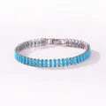 Elegantes Armband mit blauen türkisfarbenen Steinen und hochwertiger 18k Vergoldung - 2.5*5mm / Weißgold
