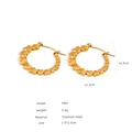 Orecchini a cerchio a cuore in acciaio al titanio dorato con design a spirale da 2,5 cm - Stile Cuore Connesso (F901) / Oro