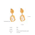 Orecchini a spirale in acciaio al titanio con perla d'acqua dolce e finitura oro 18k - Stile Pendente Irregolare con Perla d'Acqua Dolce (F902) / Oro