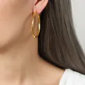 Gold twist hoop earrings with spiral texture shown on a model for scale and style - Gold Large 4.7cm