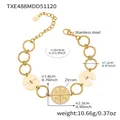 Detailansicht des 18k vergoldeten Edelstahl-Armbands mit Zirkonia-Anhängern und Maßangaben - Goldenes Armband / 16+5cm