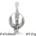 Vintage Egyptian Goddess Isis winged pendant in dark retro stainless steel finish - Spread Winged Goddess (KP55854-BD)