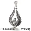 Vintage stainless steel goddess wing pendant necklace with gothic aesthetic design - Retro Goddess (KP93565-BDJX)
