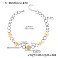 Bikolore Edelstahl-Halskette mit Zirkonia-Inlay und 18k Goldbeschichtung für Damen - Zweifarbig Halskette / 40+5cm