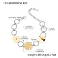Vergoldetes Edelstahl-Armband-Set mit Zirkonia-Scheiben und Buchstaben-Anhängern - Zweifarbig Armband