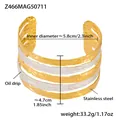 Detailed size and weight specs for multilayer stainless steel 18k gold bangle - Wide Wave Hammered Style (Z466) / Width 4.7cm / Gold Silver Tone (Z466)