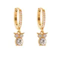 Polished 18k gold plated cat hoop earrings featuring sparkling crystals and zircon - Pave Set Owl Motif (Q101)