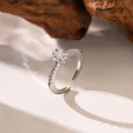 Elegant silver open ring featuring a sparkling star-shaped zircon and micro-pave details - Star Single Zirconia (F1252)