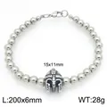 Durable stainless steel 6mm bead bracelet featuring a classic Spartan helmet charm - Spartan Helmet (KB210151-Z)