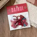 Set di sei elastici per capelli rossi per bambine con fiocchi fragole e ciliegie - Stile Fragola e Ciliegia