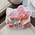 8-piece set of sweet cartoon girl hair ties with fruit and cherry resin charms - Cherry And Star Person Theme Style