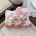 Lot de 10 élastiques à cheveux colorés pour filles avec charms mignons en résine de dessin animé - Style Thème Cheval de Bois Et Lapin