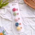 Fünfteiliges Set Mini-Plüsch-Pom-Pom-Haarspangen in lebhaften Bonbonfarben für Mädchen - Vollständig Umwickelter Druckclip-Stil