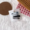 Lot de quatre barrettes à cheveux mates bleu brume et noir sur carte d'affichage - Groupe Noir