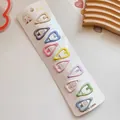 Set of 10 matte macaron heart-shaped BB hair clips on display card for girls - Heart / Macaron Multi-Color
