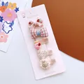 Detail of 5pcs cute girls hair clips set with strawberry and floral patterns - Pink Strawberry Bow Style