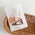 Three-piece set of matte triangle hair clips in earthy tones on handmade card - Triangle Set