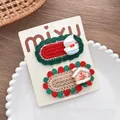 Handgefertigtes Strick-Haarclip-Set zu Weihnachten mit Schneemann- und Lebkuchenhaus-Motiven - Neuer Schneemann-Stil