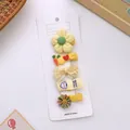 Five-piece set of cute handmade yellow floral and fruit hair clips for young girls - Yellow Smiley Flower Style