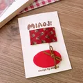 Rote karierte und Cord-Haarspangen Set mit süßem Bogen Detail für Mädchen auf Karte - Ovales Schleifen Set