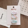 Three-piece set of cartoon fish hair clips in pastel colors on a white display card - Blue Set