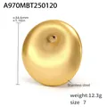 Detail view of 34.6mm gold-tone stainless steel concave ring with size 7 measurements - Ring / Gold / US 7