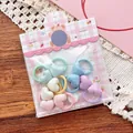 Mini children's elastic hair ties set with colorful satin heart bows in a pack - Mixed Color Heart Style