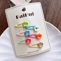 Set of six colorful candy-colored floral BB hair clips displayed on a white branded card - Small Flower Style
