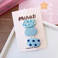 Dreiteiliges Set süßer blauer Blumen- und Polka-Dot-Stoff-Haarspangen für kleine Mädchen - Florales Polka-Dot Set / 3er-Set / Blau