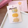 Drei-Teiliges Set aus gelben Blumen-, Karo- und Struktur-Haarklammern für Kinder - 6-Gelbe Gruppe