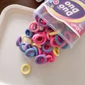 Set de 100 gomas de pelo de colores de alta elasticidad para niñas en bote de plástico - Color de Helado