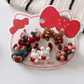 Detail of 10-piece cute cartoon rabbit and cherry elastic hair bands for girls' pigtails - Small Hair Ties Style