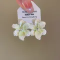 Elegant gradient oil painting flower stud earrings in white and yellow finish for women - Gradient Enamel Flower Stud Earrings (71#) / Silver-Green