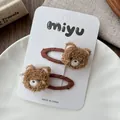 Barrettes à cheveux ours en peluche marron pour filles avec broderie et texture douce - Clip BB Ours / Marron
