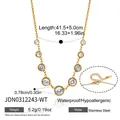 Halskette aus Edelstahl mit Zirkonia-Steinen inklusive Maßangaben und Details - Weißer Runder Zirkonia Stil (JDN0312243-WT) / Gold/Weißer Zirkonia