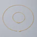 Parure collier et bracelet chaîne en O de 2 mm en acier inoxydable doré minimaliste - 2mm de largeur / Bracelet 19CM / Or