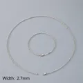 Ensemble collier et bracelet en maille forçat 2,7mm en acier inoxydable argenté - Largeur de Chaîne 2.7mm / Bracelet 19CM / Acier