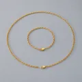 Ensemble collier et bracelet chaîne en O minimaliste en acier inoxydable doré 3,5 mm - Largeur 3,5 mm / Bracelet 19CM / Or