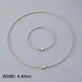Ensemble de collier et bracelet en acier inoxydable O-chain 4,4 mm finition argent - Largeur 4,5 mm / Bracelet 19CM / Acier