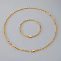 Parure de bijoux minimaliste en acier doré avec collier et bracelet maille O, largeur 4,4 mm - Largeur 4,5 mm / Bracelet 19CM / Or