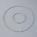 Ensemble collier et bracelet chaîne en O de 5,3 mm en acier inoxydable pour homme, argent - Largeur 5,3 mm / Bracelet 20cm / Acier