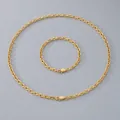 Parure de bijoux collier et bracelet assortis en acier inoxydable doré de 5,3 mm à mailles en O - Largeur 5,3 mm / Bracelet 20cm / Or