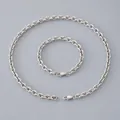 Ensemble lourd collier et bracelet chaîne en O en acier inoxydable de 6,7 mm, argent - Largeur de Chaîne 6.7mm / Bracelet 20cm / Acier