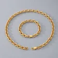 Ensemble collier et bracelet maille jante 9,5 mm en acier inoxydable plaqué or homme - Largeur 9,5 mm / Bracelet 21cm / Or