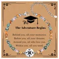 Natural stone beaded graduation bracelet featuring a compass charm on an inspirational gift card - Compass Style (The Adventure Begins-1)
