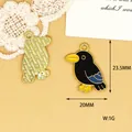 Detailed view of bird enamel charm showing its 23.5mm x 20mm dimensions and 1g weight - Crow (L)